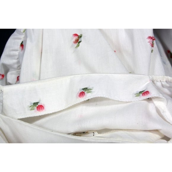 VTG 80's JC Penney White Embroidered Floral Dress Prairie Cottagecore XS/S - 669 - Picture 7 of 7